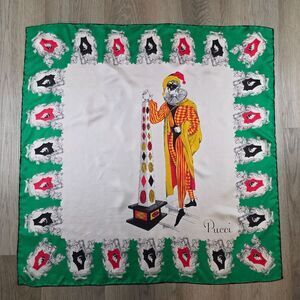 Emilio Pucci 100% Silk Harlequin Scarf 30×30